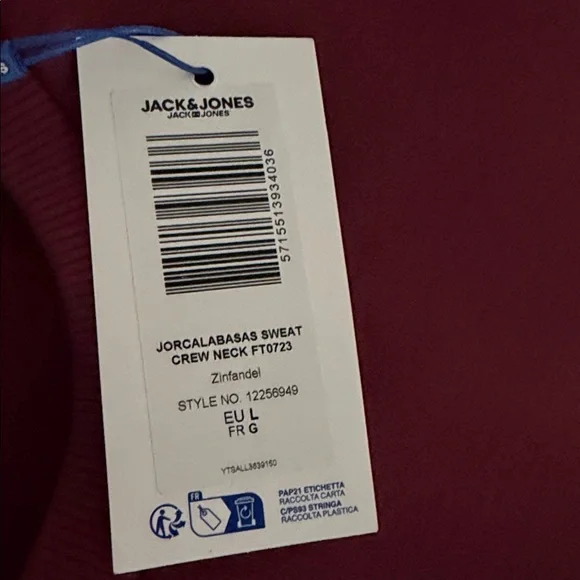 Jack & Jones oversized sweatshirt with Calabasas burgundy Size Large NWT - Picture 6 of 6